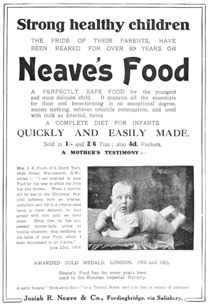 Strong healthy children...have been reared for over 80 years on Neave's Food, 1909. Creator: Unknown.