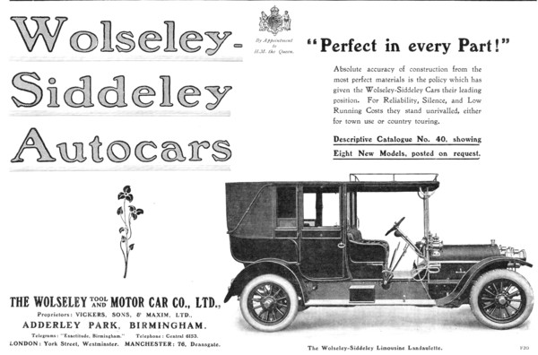 Wolseley-Siddeley Autocars - "Perfect in every Part!”, 1909. Creator: Unknown.