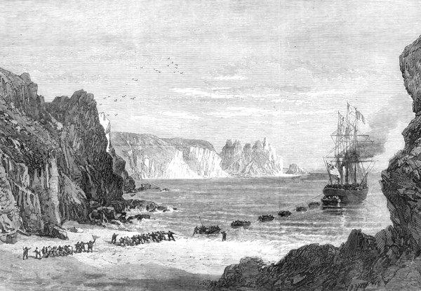 The Falmouth, Gibraltar, and Mediterranean Telegraph: landing the cable at Porthcurnew Bay, 1870. Creator: Unknown.