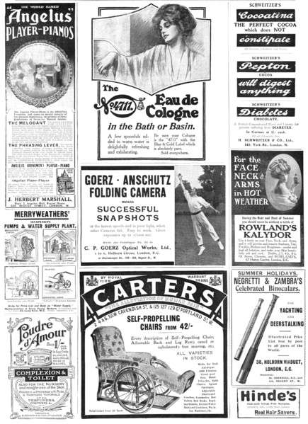 Page of advertisements, 1909. Creator: Unknown.