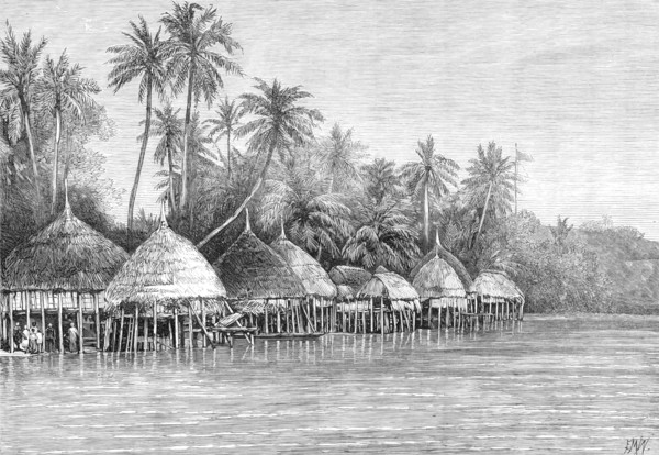 The Nicobar Islands, Indian Ocean: Village of Mala, Point Mayo, Nancowry, 1870. Creator: E. M. W..
