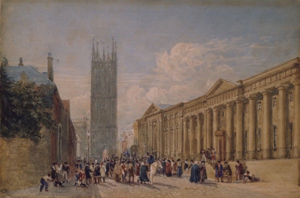 St Mary's Church and County Hall, Warwick, 1826-27. Creator: David Cox the Elder.