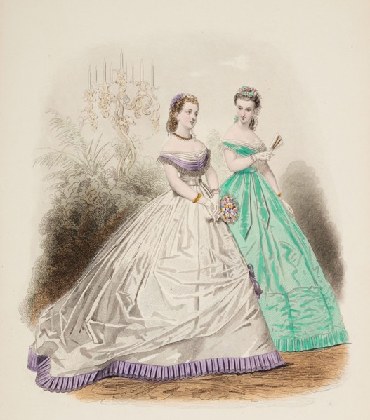 Fashion Plate - Petit Courrier des Dames 'Modes de Paris', 1860. Creator: Gilquin fils.