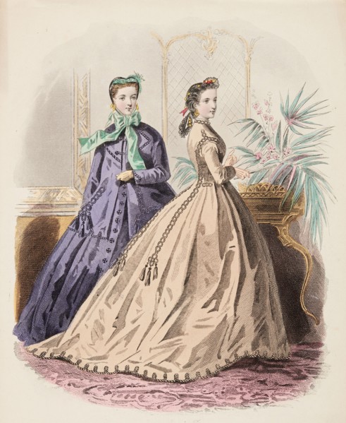 Fashion Plate - Petit Courrier des Dames ' Modes de Paris', 1860-69. Creator: Gilquin fils.