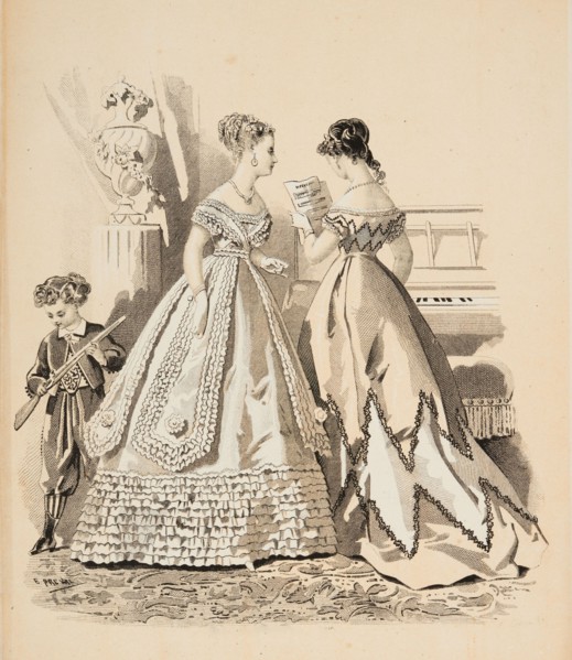 Fashion plate - Journal des Demoiselles I, 1868. Creator: Emile Préval.