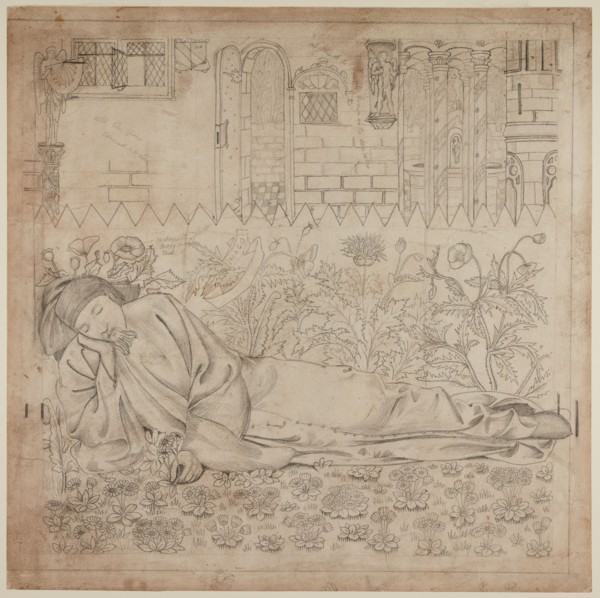 Chaucer's 'Legend of Good Women' - Chaucer Asleep, 1864. Creator: Sir Edward Coley Burne-Jones.