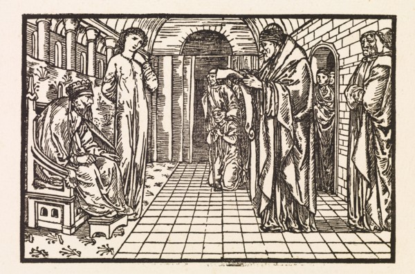 Cupid and Psyche - The reading of Apollo's Oracle to Psyche and her Father, 1880. Creator: Sir Edward Coley Burne-Jones.