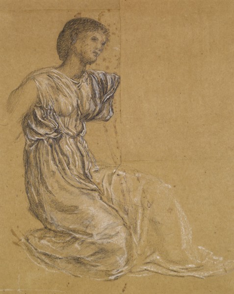 Cupid delivering Psyche - Drapery Study for Psyche, 1865-66. Creator: Sir Edward Coley Burne-Jones.