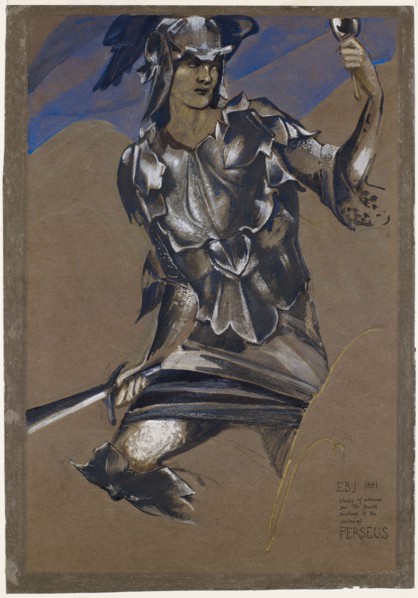 The Perseus Series - Study of Perseus in Armour..., mid-late 19th century. Creator: Sir Edward Coley Burne-Jones.