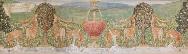 Deer by a Fountain, 1888. Creator: Sir Edward Coley Burne-Jones.