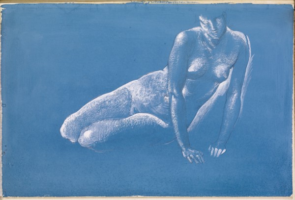 Sketchbook - Nude Study of Medusa for 'The Death of Medusa I', 1875-79. Creator: Sir Edward Coley Burne-Jones.