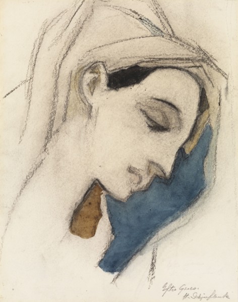 Virgin Mary, after El Greco, 1942. Creator: Helene Schjerfbeck.