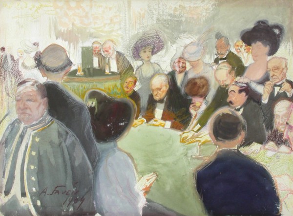 At the gaming table, 1909. Creator: Antti Faven.
