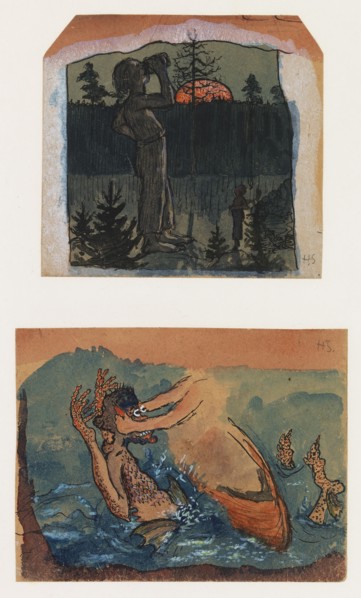Fantasy 1. A Giant Drinking 2. Iku-Turso, c1890s. Creator: Hugo Simberg.