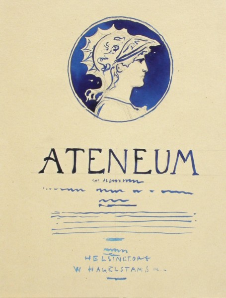 Ateneum magazine cover proposal, published by Wentzel Hagelstam, 1898-1899. Creator: Albert Edelfelt.