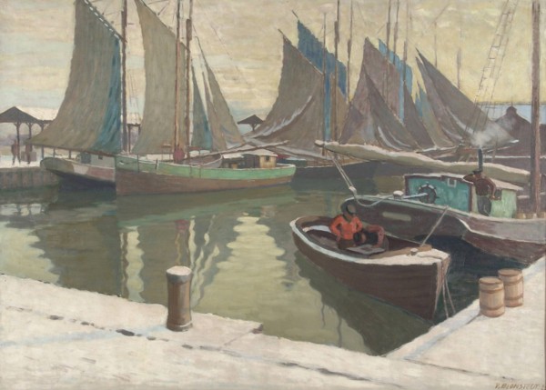 Harbour view in winter, 1928. Creator: Vaino Blomstedt.