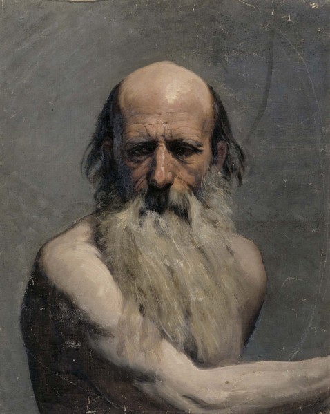 Half-length portrait of an old man (academy exercise), 1863. Creator: Adolf von Becker.