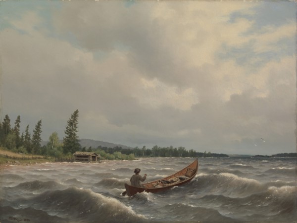 A Savo Boat on a Lake, 1879. Creator: Ferdinand von Wright.