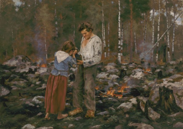 Matti Burning the Brushwood, 1893. Creator: August Fredrik Ahlstedt.