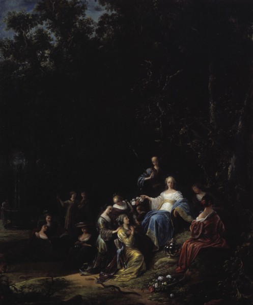 Amarillis crowning Mirtillo (scene from the pastoral play Il Pastor Fido), 1610-1675. Creator: Jacob Willemsz de Wet the elder.