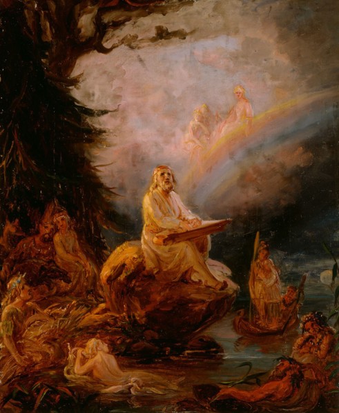 Väinämöinen Playing the Kantele, study. Creator: Robert Wilhelm Ekman.