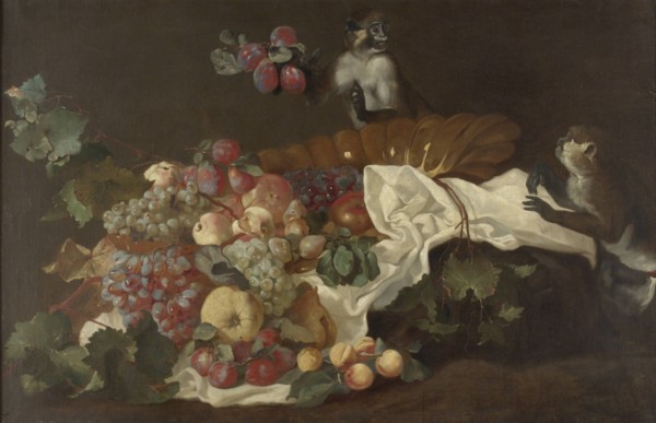 Monkeys and fruit, 1842-1866.  Creator: Wladimir Swertschkoff.