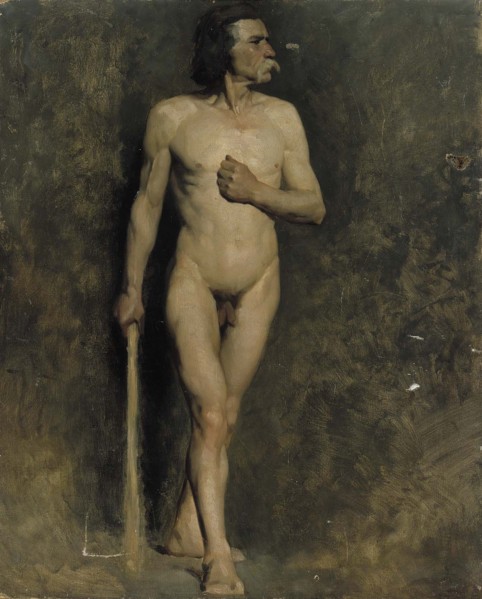 Male model, academy training, 1874-1875. Creator: Albert Edelfelt.