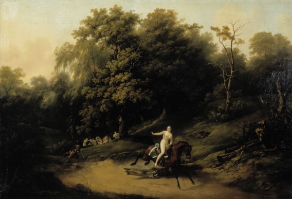 A woman riding and a hussar, 1788-1840. Creator: Auguste Joseph Desarnod the Elder.