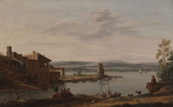 Italian harbour view, 1756. Creator: Eugene Ceceri.