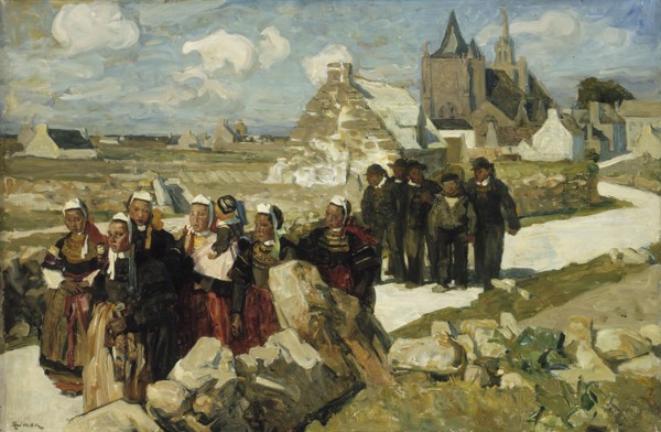Returning from Mass in Penmarch, 1890-1898. Creator: Lucien Simon.