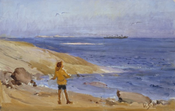 Antti on a Rocky Beach, 1908-1915. Creator: Venny Soldan-Brofeldt.