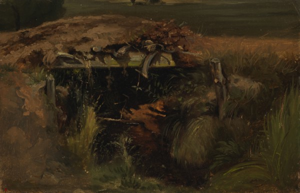 Bridge leading over the ditch, exercise, 1854. Creator: Werner Holmberg.