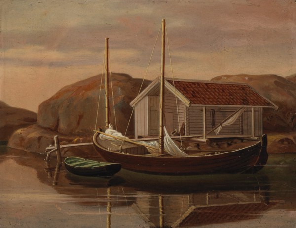 Quay and Boat Shed, 1850. Creator: Wilhelm von Wright.