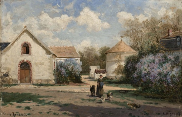 Scenery outside Paris with woman and animals, 1850-1896. Creator: Aleksey Bogolyubov.