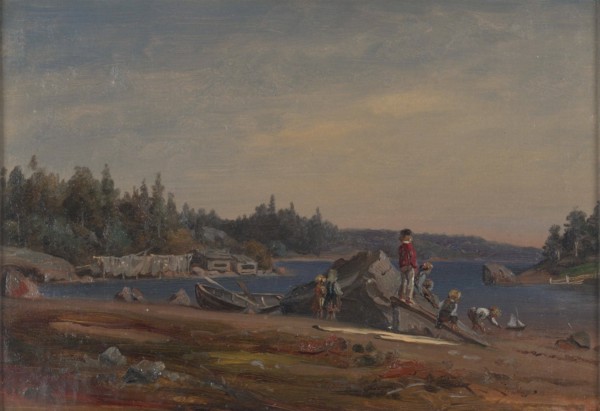 Children on the beach, 1860-1869. Creator: Johan Knutson.
