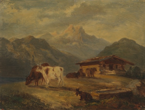 A cattle house in the Bavarian Alps, 1873. Creator: Johan Knutson.