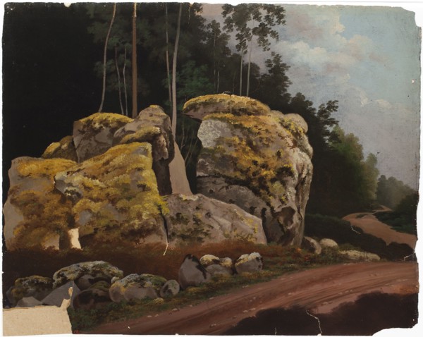 Landscape Study, Mossy Rocks at Roadside. Creator: Magnus von Wright.