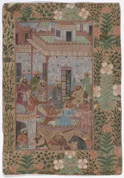 Meeting-men in three "floors", Indian miniature, c1800. Creator: Unknown.