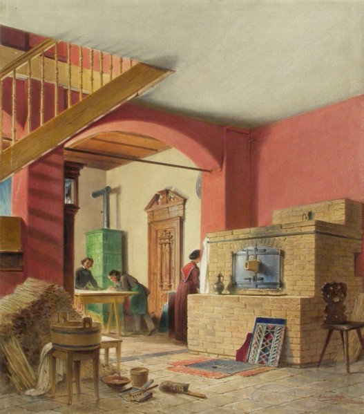 A view of the artist Vladimir Svertskov's stained glass studio in Schleißheim, 1850-1889. Creator: Heinrich Stohl.