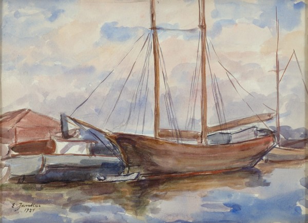 Boat dock on an archipelago, 1924. Creator: Emil Jankes.