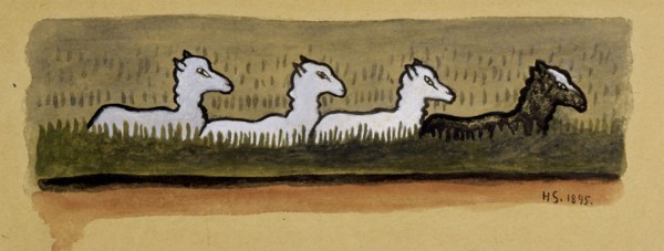 Sheep in Line, 1895. Creator: Hugo Simberg.