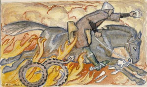 The Knight and the Snake King, Illustrated by the Seven Brothers, 1907. Creator: Akseli Gallen-Kallela.