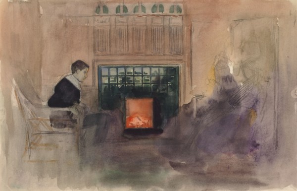 Erik Edelfelt Sitting by the Fire in the Villa in Kilo, c1898. Creator: Albert Edelfelt.