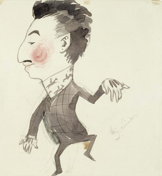 Caricature of Hj. Linder, c1890s. Creator: Albert Edelfelt.