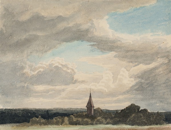 Steeple in a Landscape in Odenthal, Study, 1856. Creator: Werner Holmberg.