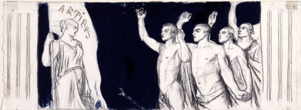 Watercolour Sketch for a Petition by the Finnish Art Society, 1890-1925. Creator: Magnus Enckell.