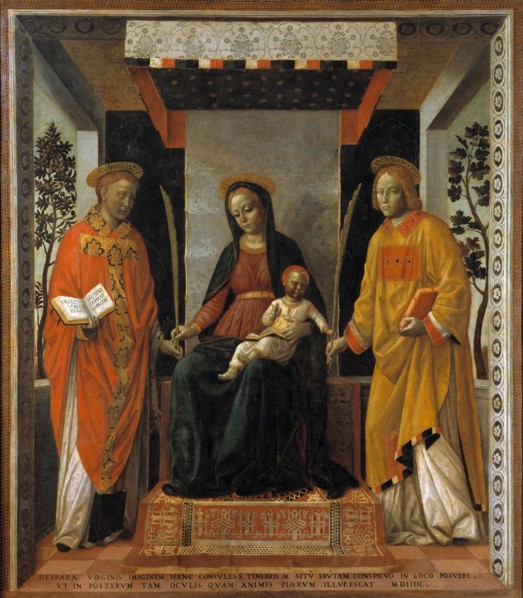 Virgin with Child between Saints Faustinus and Jovita, c 1502-1507. Creator: Foppa, Vincenzo (active 1456-1516).
