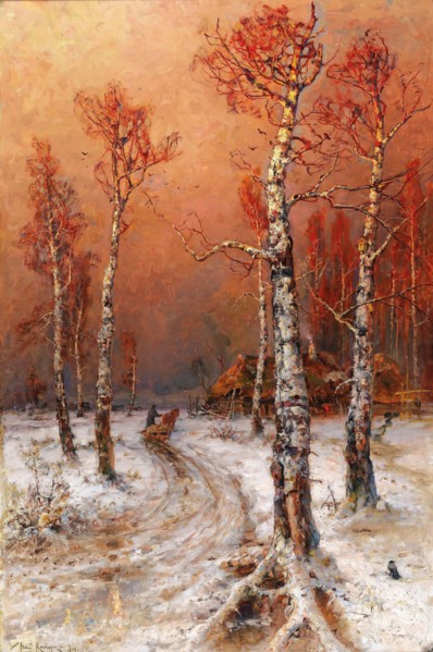 Winter mood with rooks, 1914. Creator: Klever, Juli Julievich (Julius) von, the Elder (1850-1924).