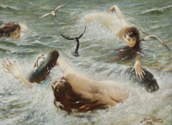 Playing nymphs. Creator: Knüpfer, Benes (1844-1910).