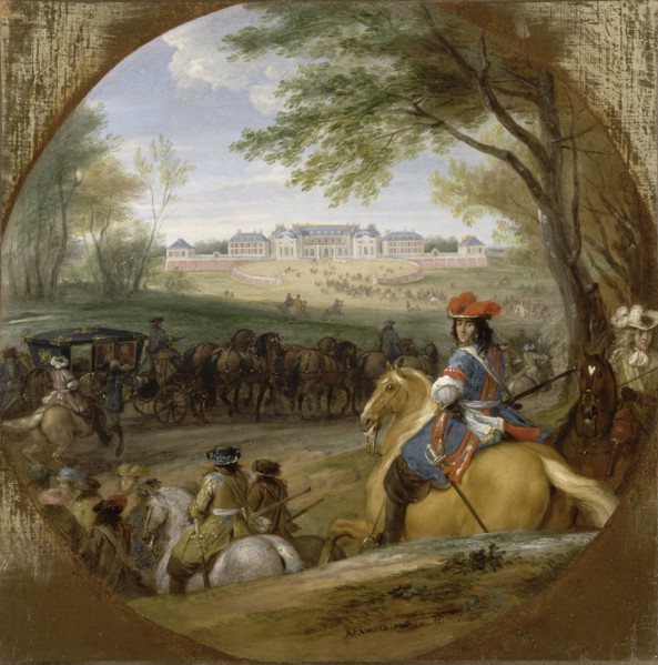 Arrival of Louis XIV preceded by his guardsmen at the old palace of Versailles, 1669. Creator: Meulen, Adam Frans, van der (1632-1690).